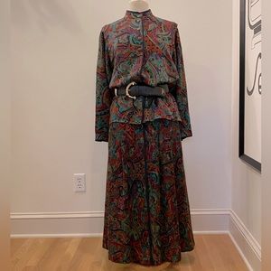 Paisley Patterned Women's Dress with Belt